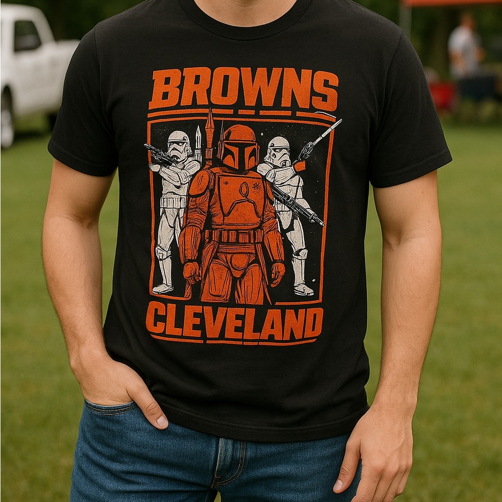 Star Wars x Cleveland Browns Boba Fett Graphic T-Shirt Men’s Size M